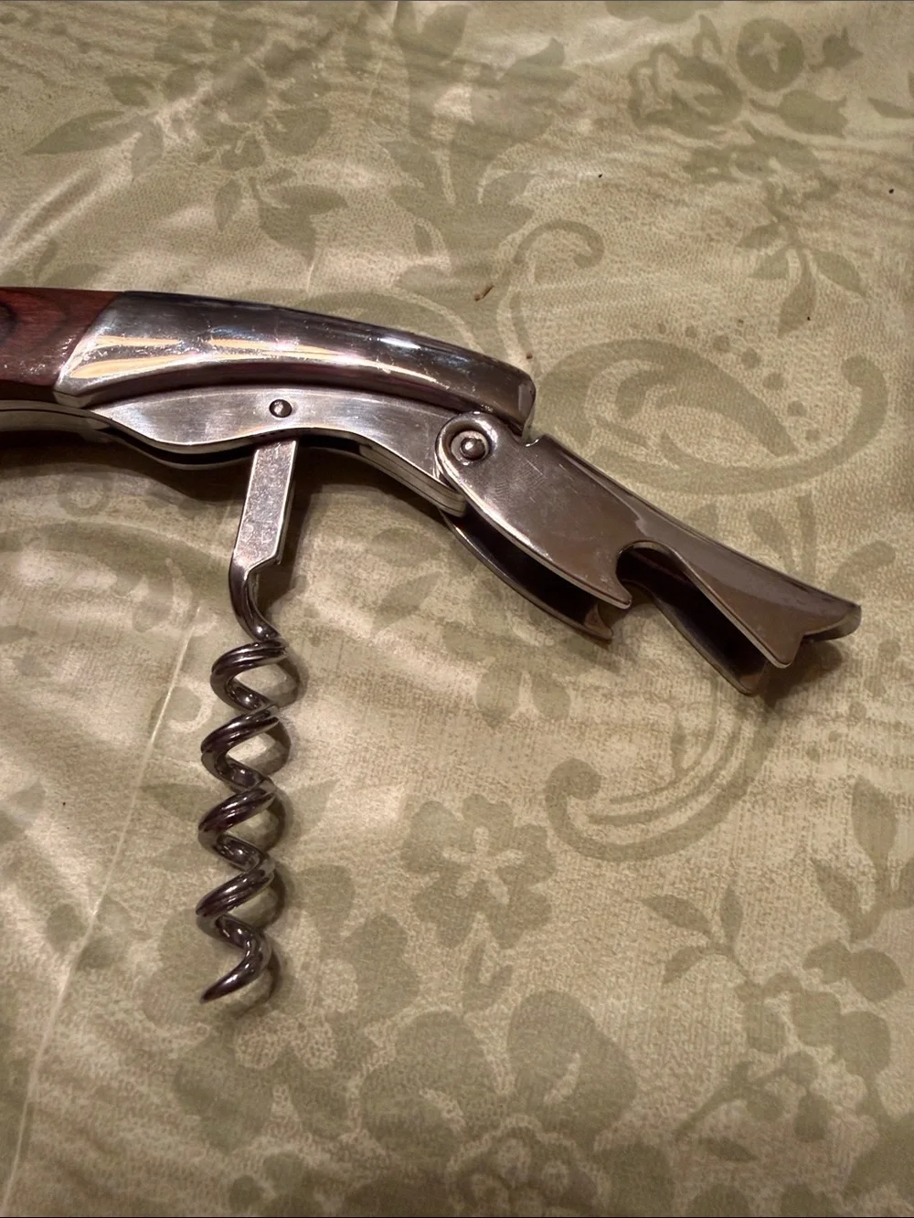Laguiole Waiter’s Corkscrew Rosewood Wine Opener Wood Inlay Ergonomic Handle EUC